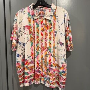 Johnny Was colorful polo shirt, XL